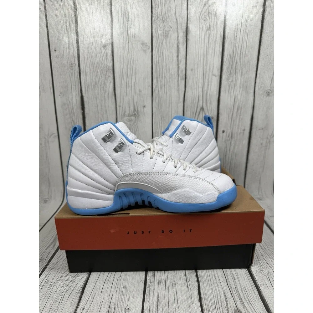 Air Jordan 12 Retro GS Melo White University Blue 153265-112 Size 7Y Excellent